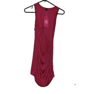 Pink Sleeveless Draped Bodycon Mini Dress Party Cocktail‎ size m -H044